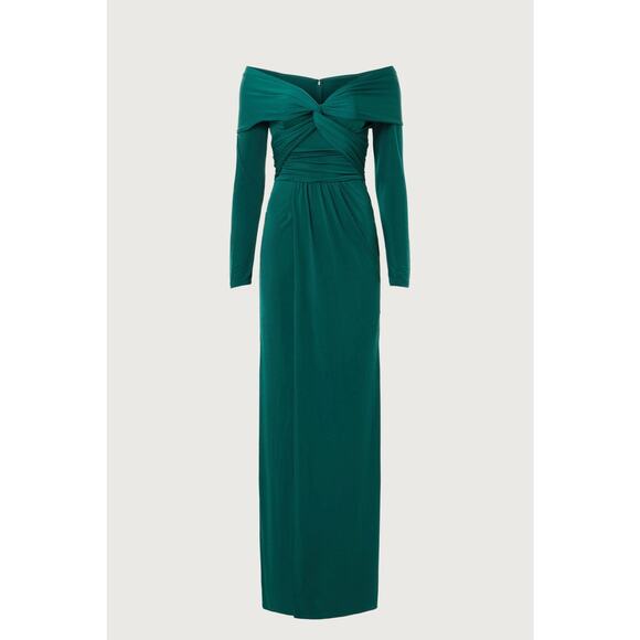 Zac Posen Emerald Green Off Shoulder Cocktail Maxi Formal Gown 10 - Picture 5 of 16